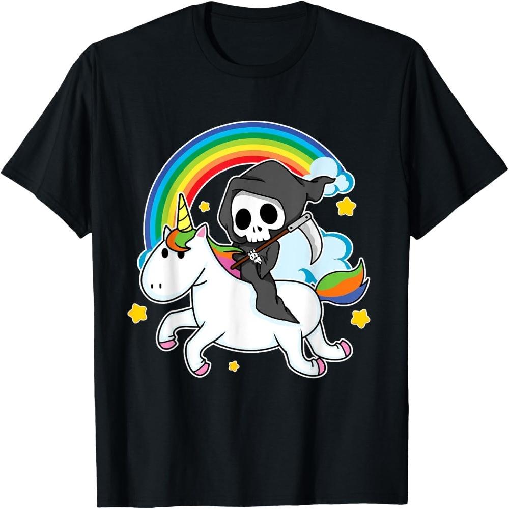 

Halloween Unicorn Costume Grim Reaper Riding Unicorn T-Shirt XXXXXL чорний