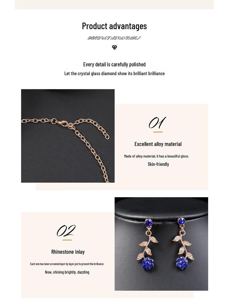 European & American Vintage Plum Blossom Necklace Set with Colored Diamonds