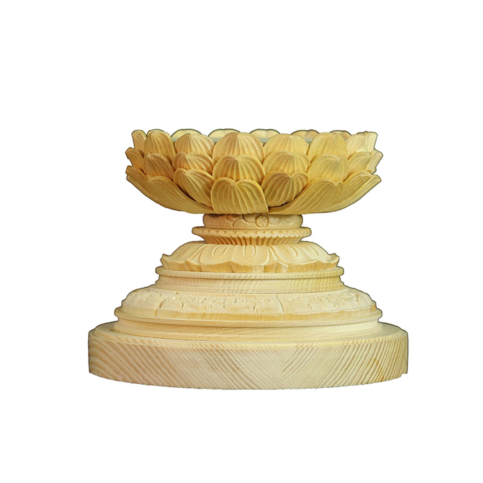 

Round Buddha Statue Base, Made of Cypress Wood, High-Quality Wood Carving, Lotus-Shaped Pedestal [Woodcarving Buddhist Altar Accessories], Wooden