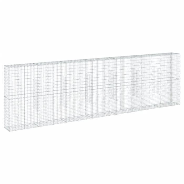 VidaXL Panier gabion avec couvercle 700x50x200 cm fer galvanisé, mur en gabion, mur de soutènement en gabion, clôture en 3295172