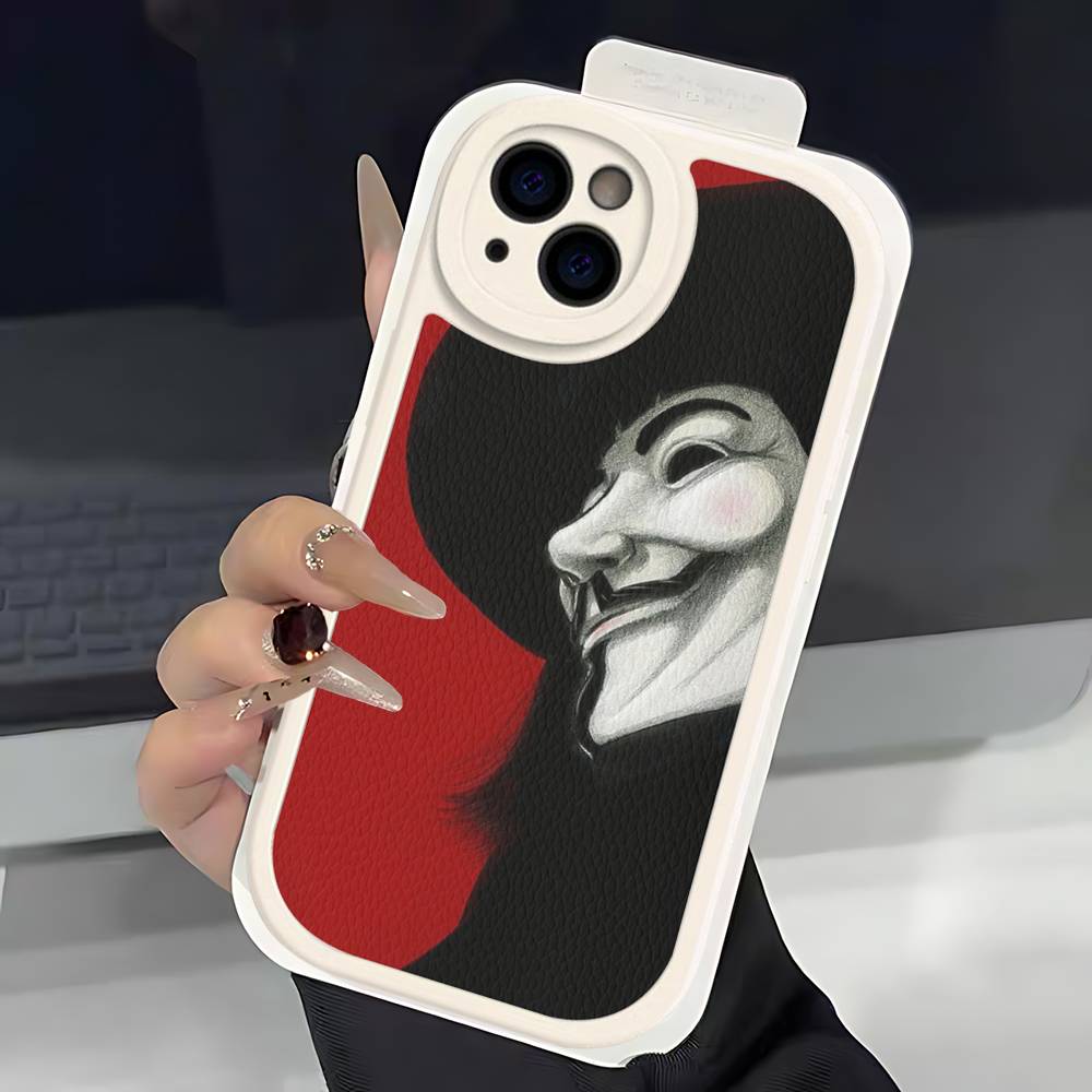 Horror Movie V For V-vendettaS Phone Case For IPhone 16 15 14 13 12 11 Pro Max Plus Leather Soft Cover