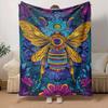 1pc Bee Printing Lightweight Flannel Blanket, Comfortable and Warm Blanket, for Camping Sofa Bed and Couch Office, Suitable for Gift Blankets