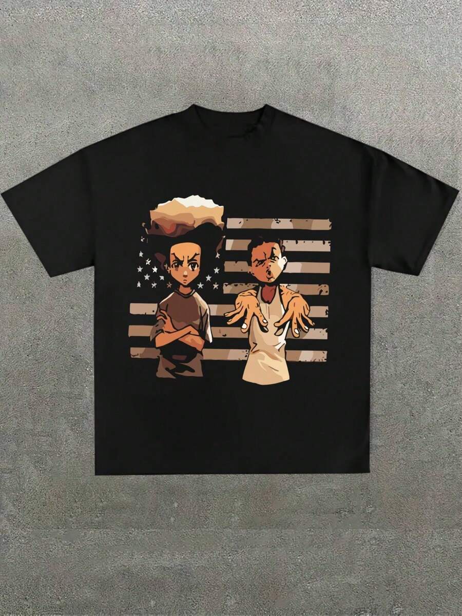 

Unisex s Cartoon T-shirt John Witherspoon The Boondocks Huey & Riley Graphic Tee M