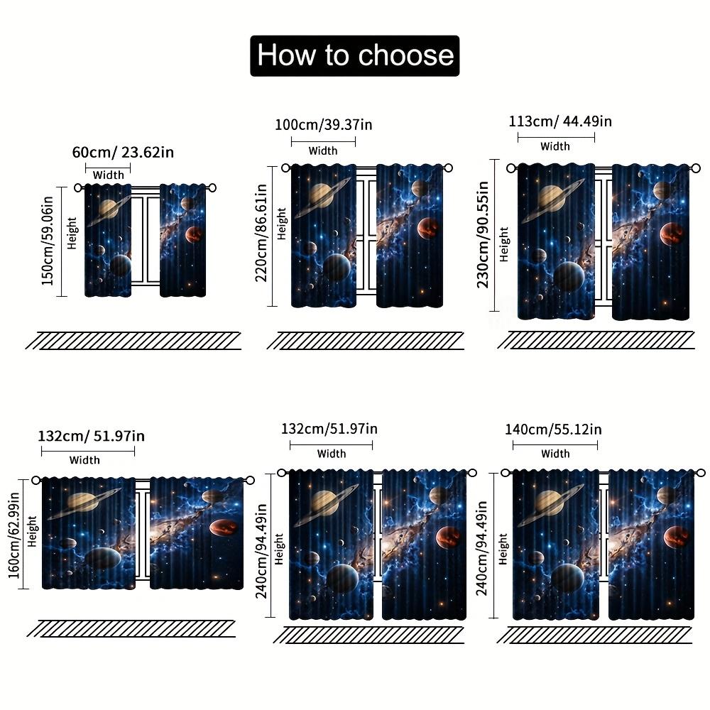 Set Of 2 Space Roller Blind Blue Galaxy Polyester Themed Curtains Astronaut Planetary Design Light Filteri Curtain