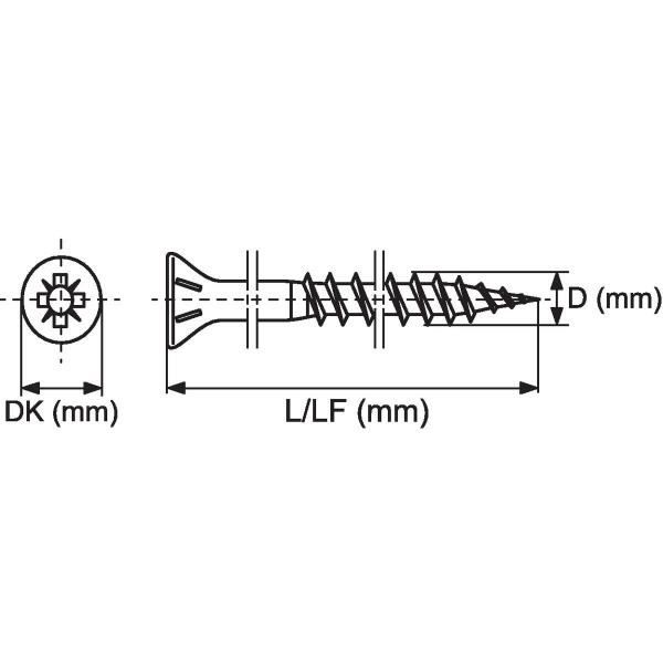 SPAX Vis bois tête fraisée PZ2 Ø4,5 mm 80/59 mm zingué blanc — boîte 200 pcs
