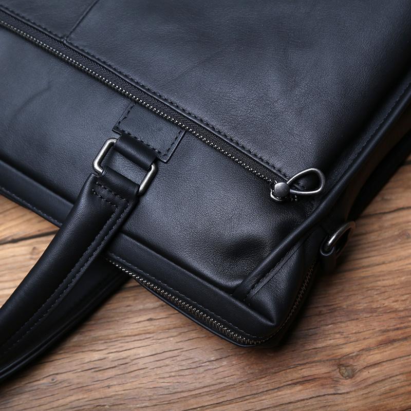 NZPJ Men's Genuine Leather Business Handbag Top Layer Cowhide Cross Section Office Computer Bag Shoulder Messenger Briefcase