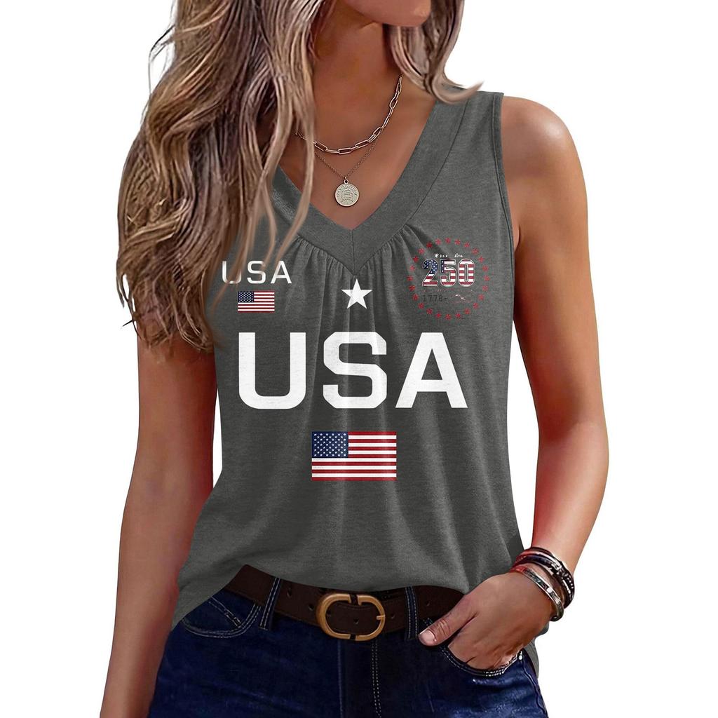 Débardeurs pour femmes Sans manches Coupe ample Hauts Col en V Chemises plissées T-shirts basiques