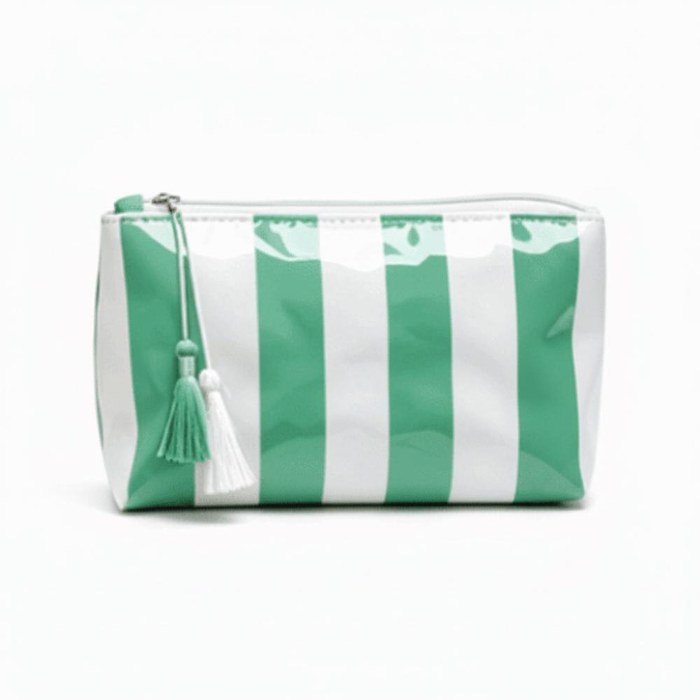 Large Capacity PVC Toiletry Bag Waterproof Beach Storage Bag Durable Striped Cosmetic Bag Family зелёный