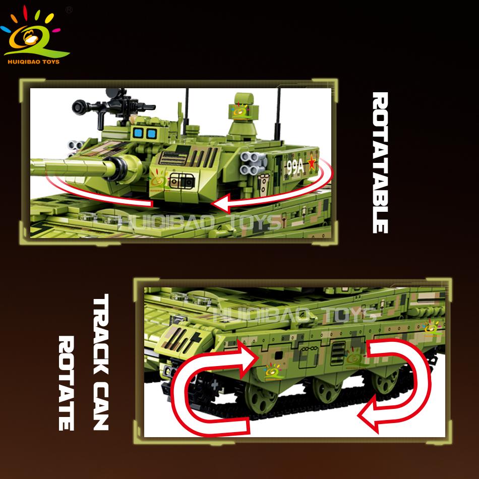 1058Pcs Type 99A Main Battle Tank Building Blocks Military Model Set with Soldier Figures and Weapons