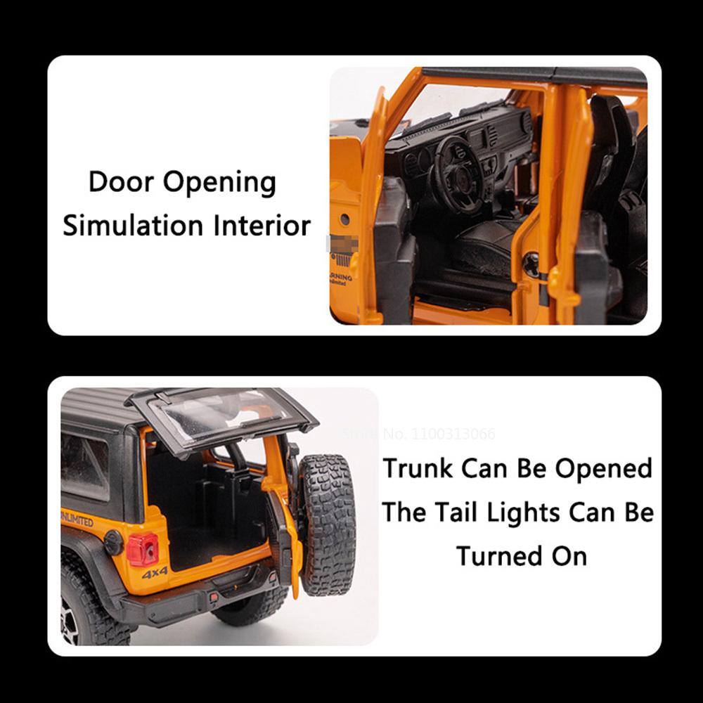 1:32 Alloy Wrangler 4x4 G63 Toys Cars Models Doors Opened SUV with Light Sound Off-road Vehicles for Boyfriend Festival Gifts