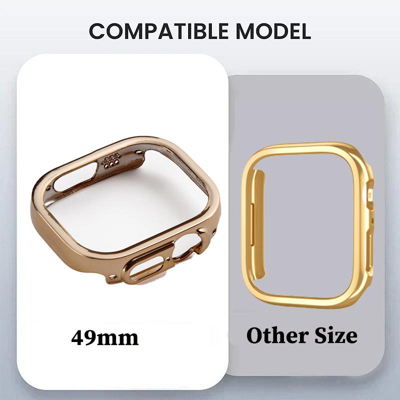 Shockproof Gold PC Case Protective Cover for Apple Watch Series 11 10 9 8 7 6 5 4 3 2 1 Ultra 49 45mm 41 46 42mm No Screen Glass