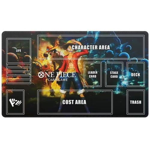 

One Piece Card Rubber Playmat with Easy-to-Understand Guide Frame, Half Size 60*35cm, Battlefield Design with Storage Bag, Simple Design (A)