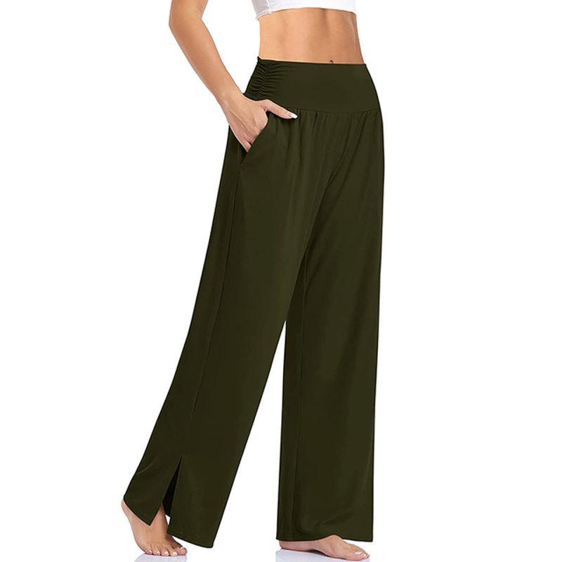 

Wide Leg Yoga Pants Elegant Pocket 20622-Army Green S