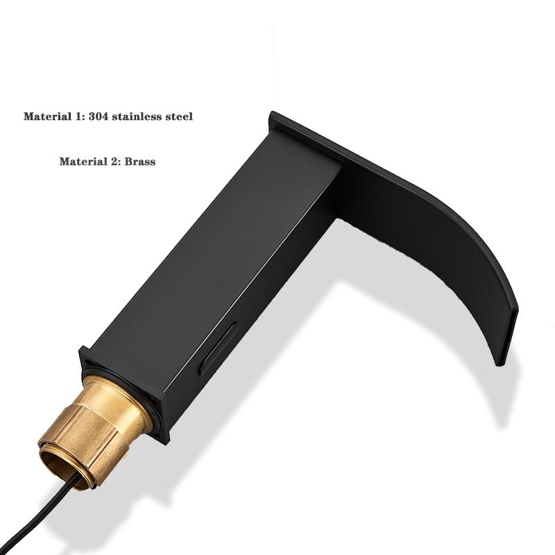 Luxury Matte Black Sensor Bathroom Faucet Cold and Hot Deck Mounted Tap Short and Tall Sink Mixer