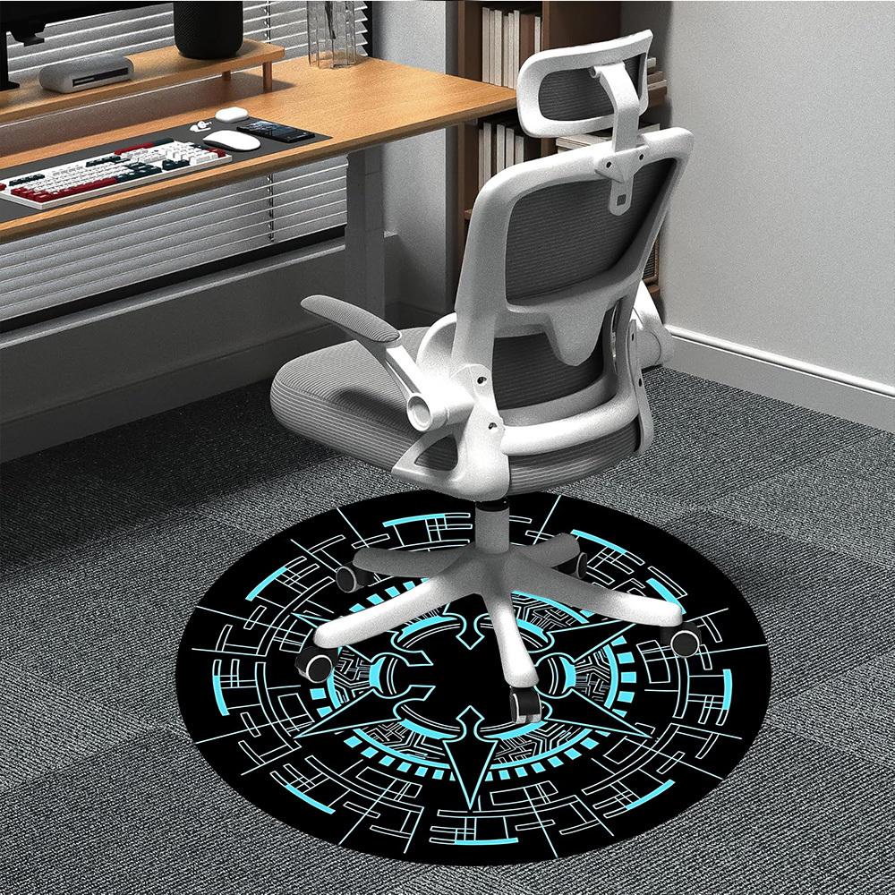 1pc Geometric Star Design Chair Carpet for Office Non-Slip, Machine Washable Rug for Office, Room - Holiday Decor, Machine Made yy251016101 80cm by 80cm