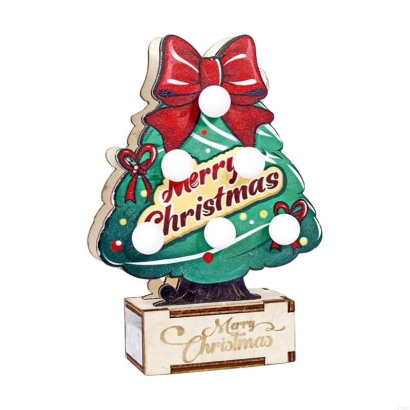 

Natural Finish Mini LED Christmas Tree Decoration With Base Perfect For Office Bookcase Display