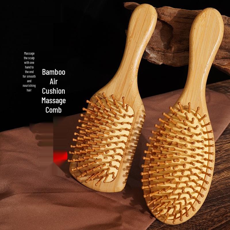 Wooden Air Cushion Hairbrush: Anti-static Massage Comb for Kids, No Knots, Smooth & Fluffy Styling, Gift Box Included.