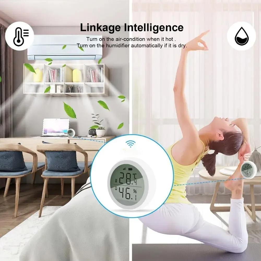 Tuya Smart ZigBee Thermometer - Indoor Temperature & Humidity Sensor with LCD Display, Alexa & Google Home Compatible