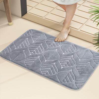 Badezimmermatte mit Blattgravur, rutschfeste Badteppiche im Waschbecken, Badewannen-Seitenbodenteppich, Duschraum-Fußmatte, Memory Foam 3D-Pad