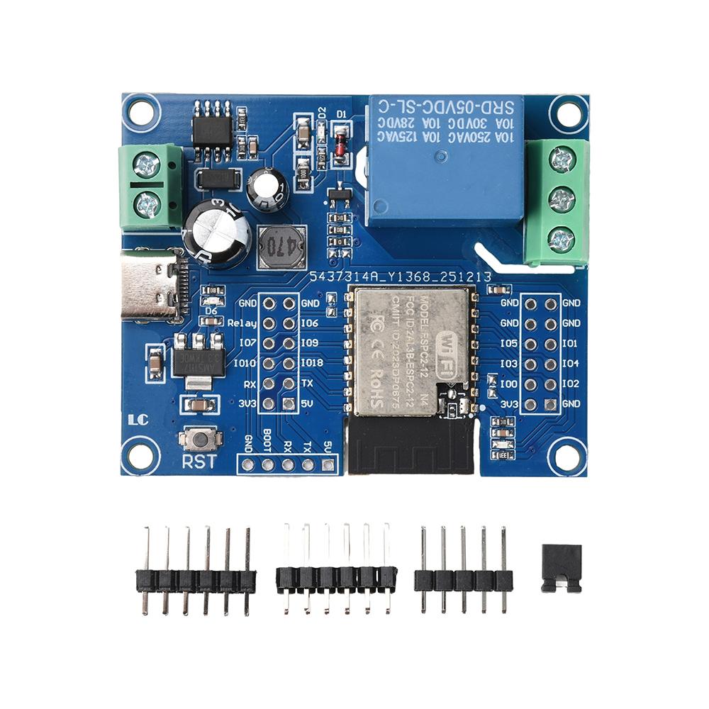 

ESPC2-12 WiFi BT Relay Module 5-60V Wide Voltage 10A 1-Channel Type-C UART Program Support ESP-IDF Arduino for IoT Control 1 channel