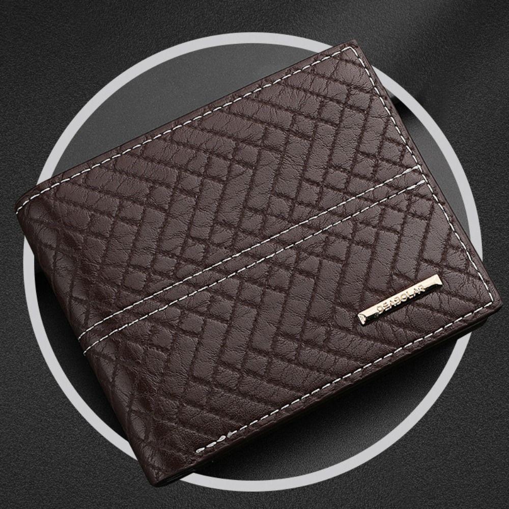 New PU Leather Men's Wallet Black Coffee Multi-slot Short Coin Purse Large Capacity Money Bag Men Male