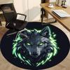 1 Stück Wolf Neon Büro Runder Teppich, Unter Bürostühlen Schlafzimmer Wohnzimmer Heimdekoration, Raumdeko, In Verschiedenen Größen Erhältlich