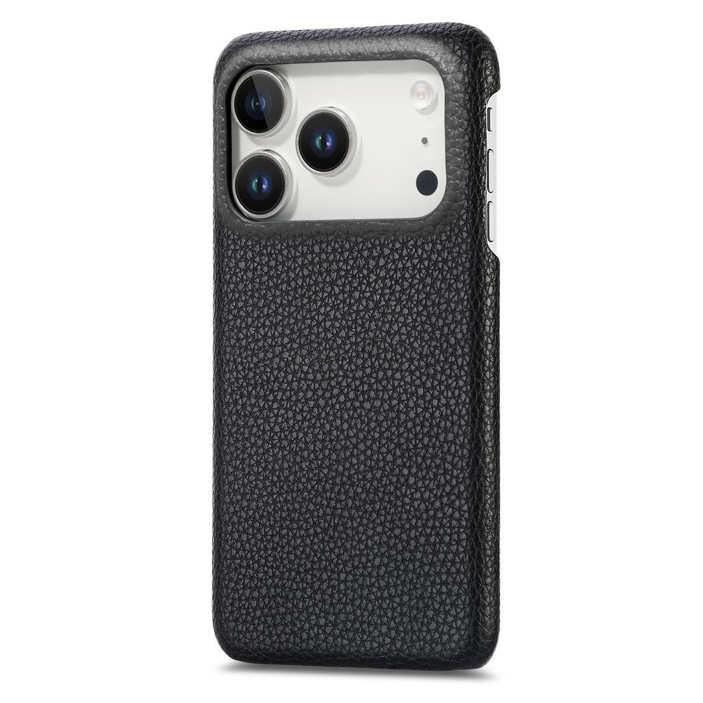 For iPhone 17 Pro Max Case Litchi Texture Leather Coated PC Mobile Back Cover