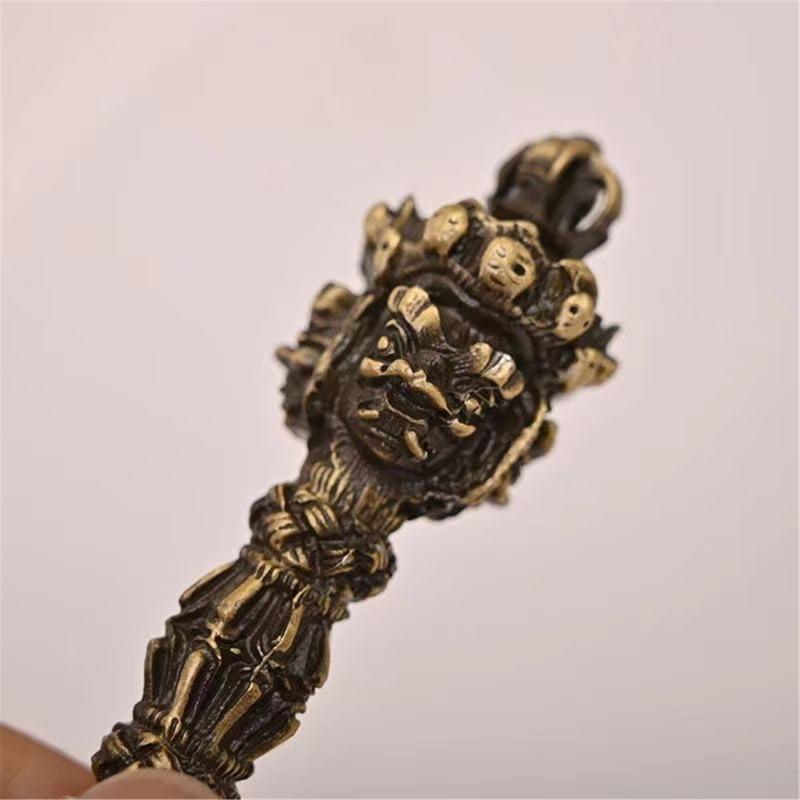 Metal Vajra Gold Dorge Antique Dorjes Buddhism Dorjes Phurba Amulet Ritual Items of Tibetan Buddhism Fengshui Ornament
