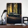 Green Sports Car RS6 in Forest Poster Customized Wall Art Vintage Metal Signs Retro Tin Plaque for Man Cave Bedroom Decorations