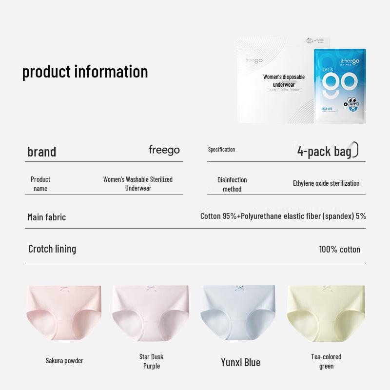 Freego Antibacterial Bow Cotton Women's Panties - Wash-Free, Pure Cotton, Triangle Design