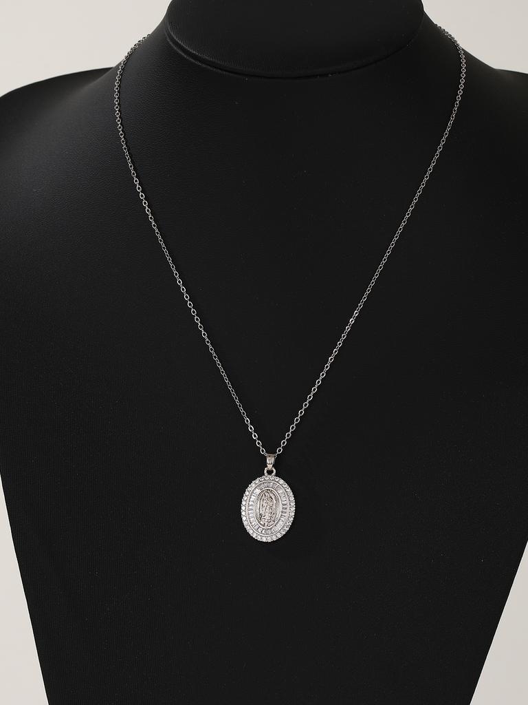 European and American Personalized Design with Micro Inlaid Zircon Santa Maria Series Necklaces In Colorful Religious Fashion