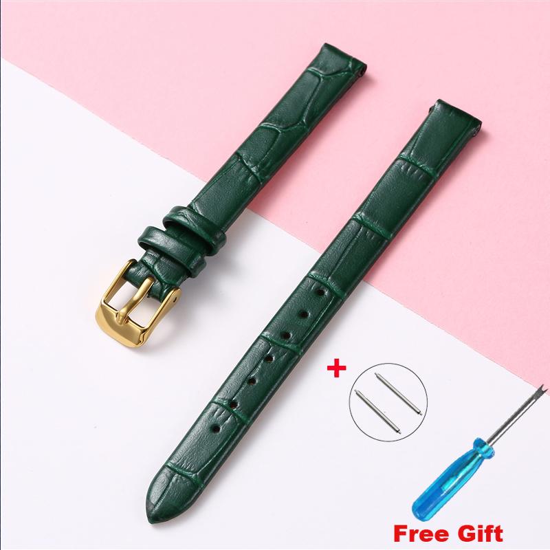 Leather Wath Strap 8mm 10mm 12mm 14mm 16mm 18mm 20mm Strap Genuine Leather Watch Bracelet Rose Gold Buckle with Tool
