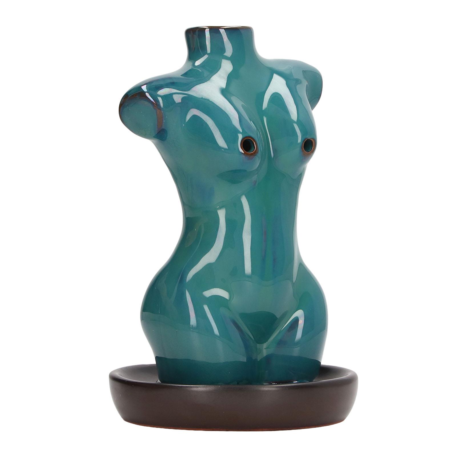 

Backflow Incense Burner Ceramic Blue Body Shape Unique Design Waterfall Incense Burner for Room Decoration