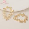 (827)6CPS 23x30MM 24K Gold Color Plated Brass Hollow Flower Vine Charms Pendants High Quality For DIY Jewelry Making