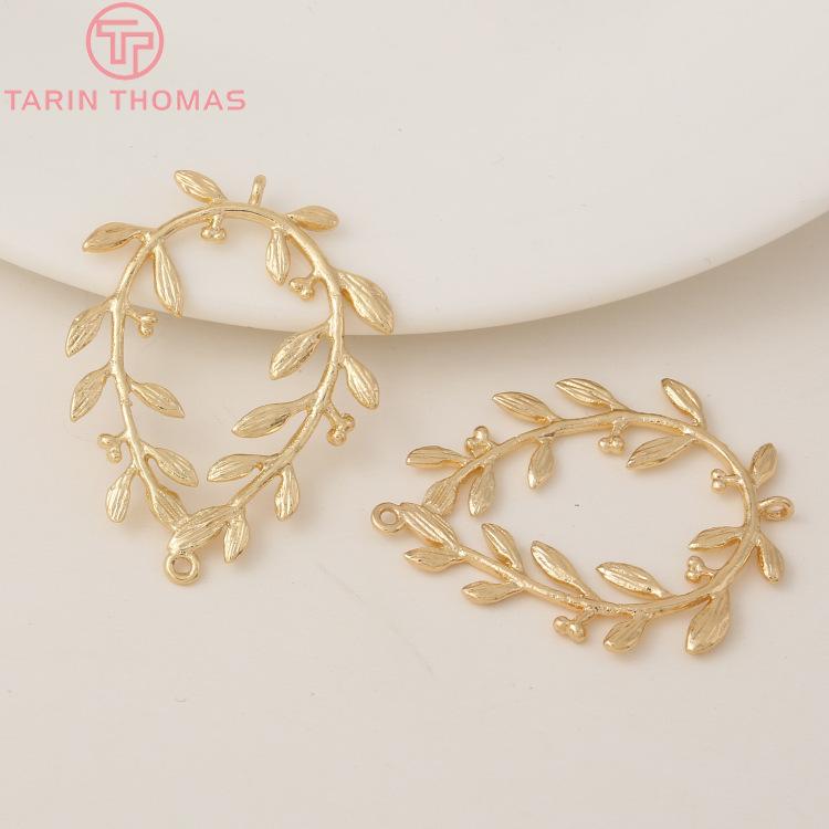(827)6CPS 23x30MM 24K Gold Color Plated Brass Hollow Flower Vine Charms Pendants High Quality For DIY Jewelry Making