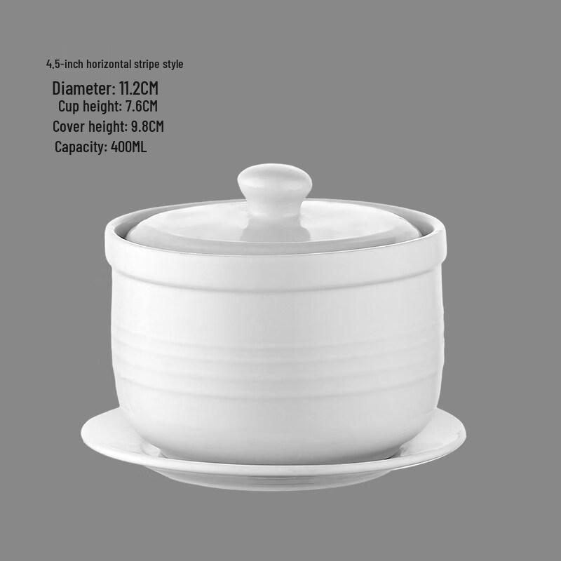 Ruhan Commercial Ceramic Double Boiler Stew Cups with Lids
