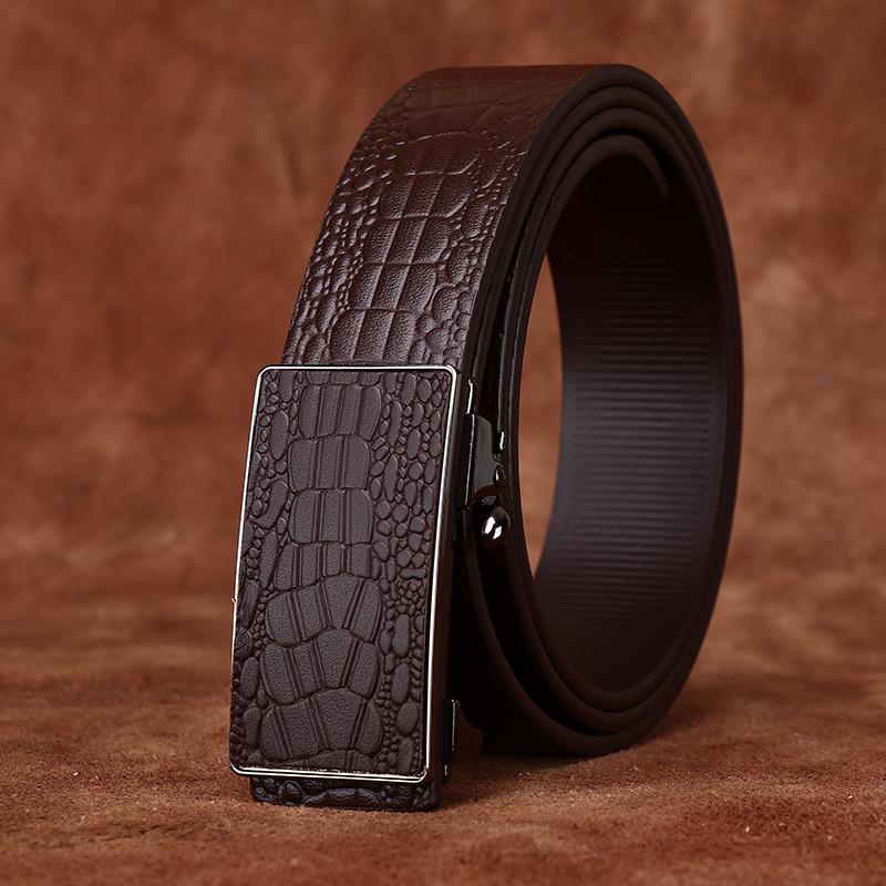 3,5 cm čistá hovězí kůže vysoce kvalitní pravé kožené opasky pro muže popruh mužský bezzubý automatický přezka obchodní opasek na kalhoty