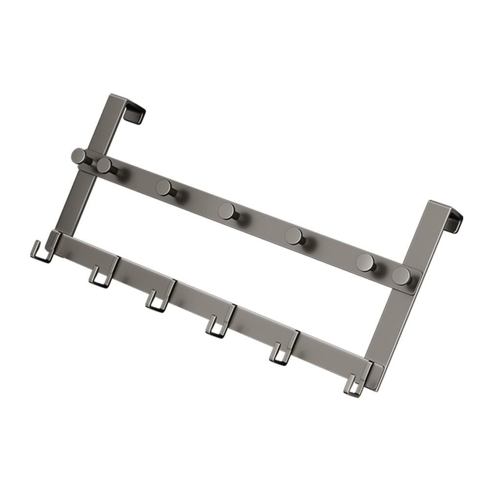Bathroom Over the Door Hooks Coat Hanging Rack 13 Hooks Punch-free Clothes Hat Towel Hanger Organizer Rack Aluminum