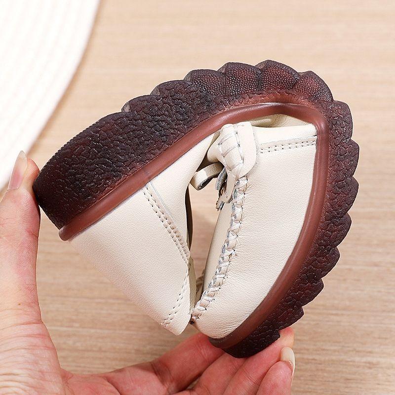 Spring new soft-soled mother shoes single shoes women's shoes comfortable middle heel commuting lazy shoes middle elderly leather shoes