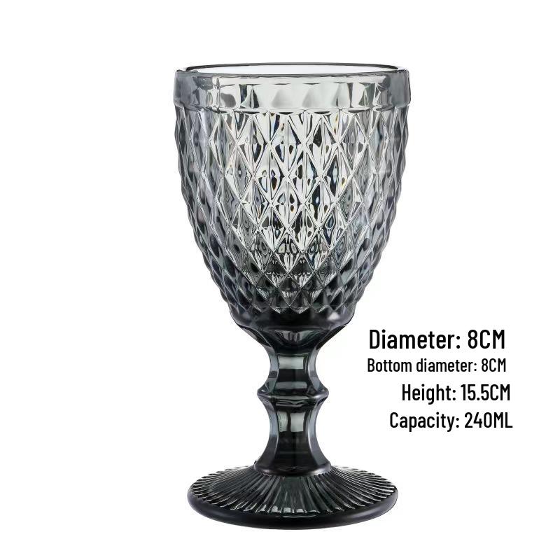 Vintage geprässter Rotweinglas - Elegantes dickes Glas für Hochzeiten & Dekoration
