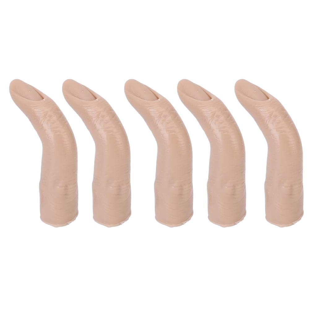 Silicone Practice Silicone Nail Training Flexible Joint Nail Finger Models for DIY Bendable Fake Training Fingers for Nail Art Skin Fingers, 5pcs,