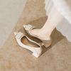 Soft Leather Thick Heel Single Shoes Women's 2025 New Autumn Mid-heel Pointed Head Shallow Mouth Work Shoes French Temperament High Heel Women's Shoes