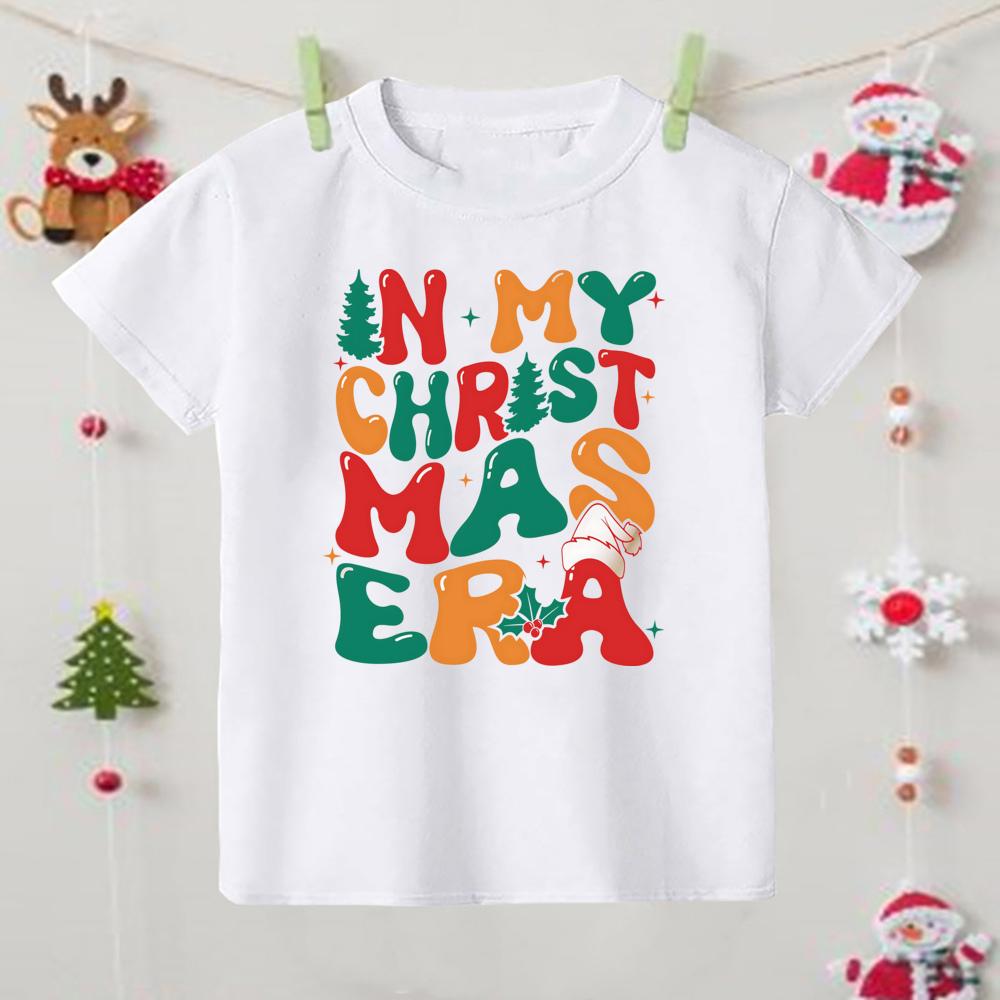 In My Christmas Era Print Kid T-shirt Casual Short Sleeve Round Neck Child Tees Shirt Christmas Day Holiday Childs Clothes
