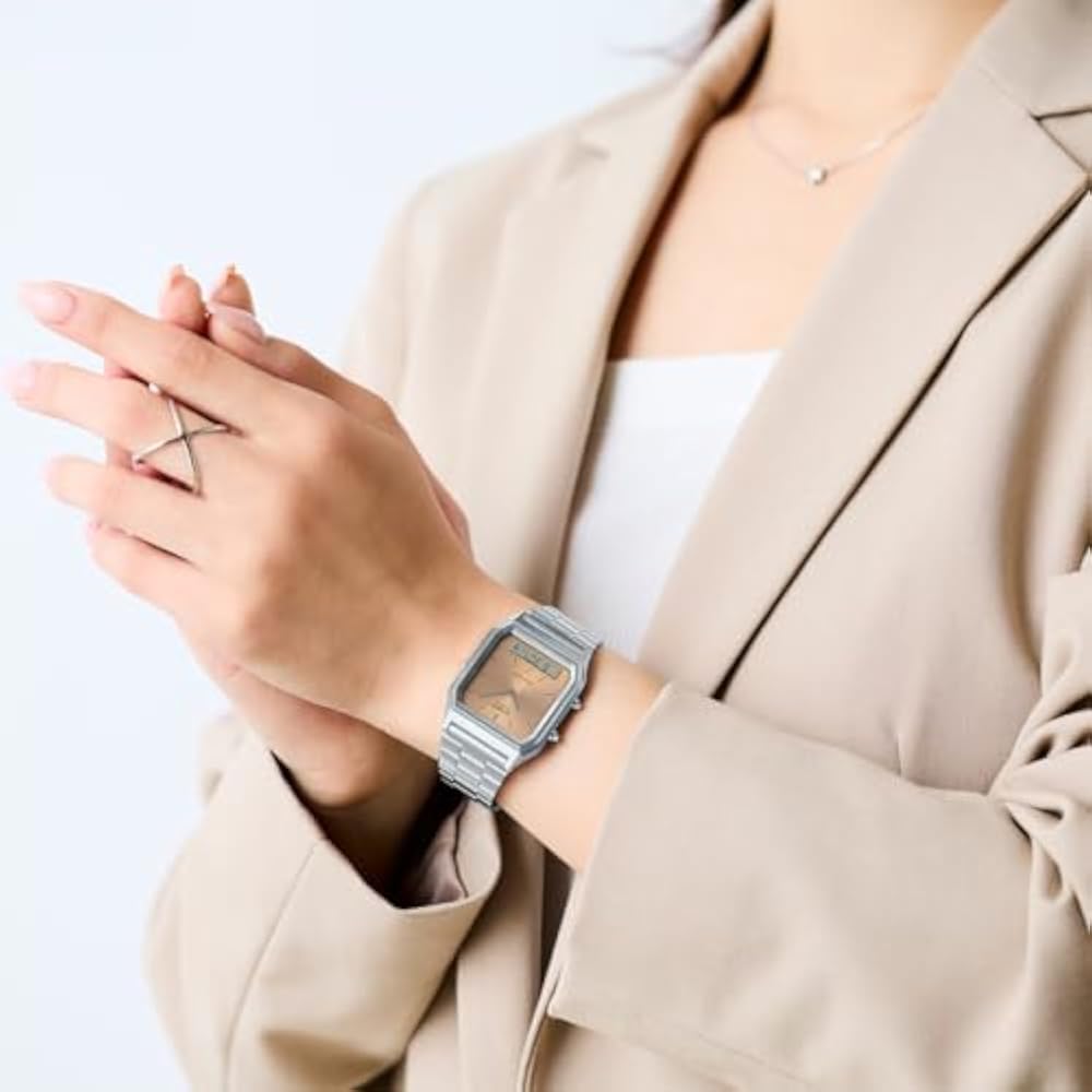 [Casio] CASIO ANA-DIGI Quartz Watch Vintage Series AQ-230A-2A1MQY Unisex Dual Time Ice Blue Overs...