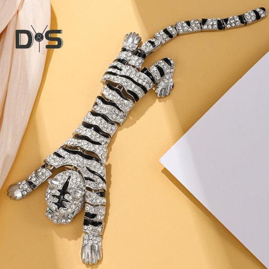 Spilla Spilla Strass Lucidi Intarsiati Forma di Tigre Distintivo Antiruggine Leggero Pieghevole Spilla Tigre Accessori Moda