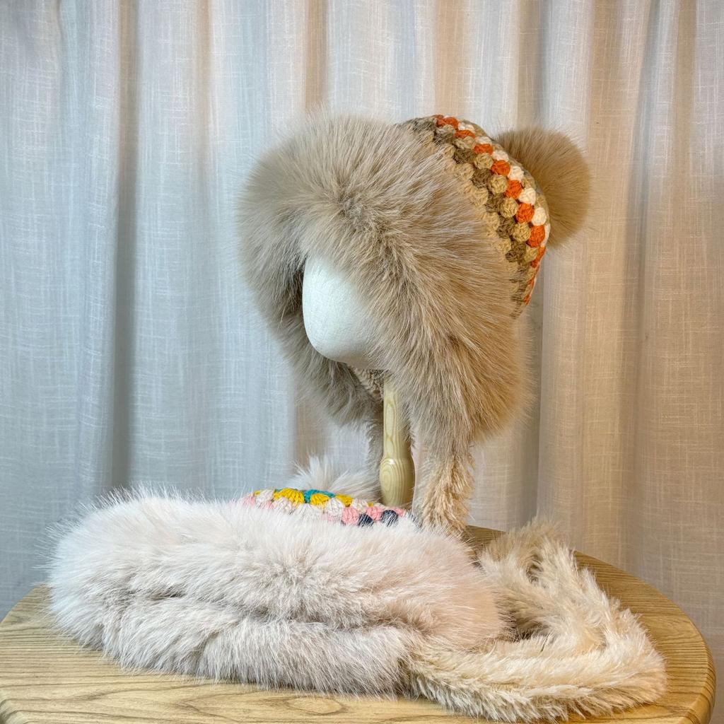 Winter Warm Lei Feng Hat for Women with Velvet Ear Protection Woolen Knitted Pullover Hat Outdoor Skiing Cold Wind and Cold Hat