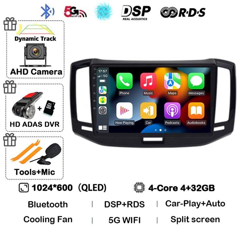 Android 14 Auto CarPlay WiFi+4G Autoradio GPS Für Chery E3 2013 2014 2015 2016 2017 Multimedia Video Player 360 Kamera Head Unit