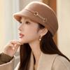 Hepburn Style Elegant Women's Woolen Basin Hat Woolen Top Hat Fashion Travel Hat Bucket Hat
