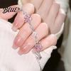 Elegant Rhinestone Bracelet Pink Zircon Sakura Bow Flower Chain Bridesmaid