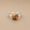 Spiny Oyster Turquoise Ring, 925 Sterling Silver Ring, Orange Blue Gemstone Ring, Minimalist Handmade Jewelry